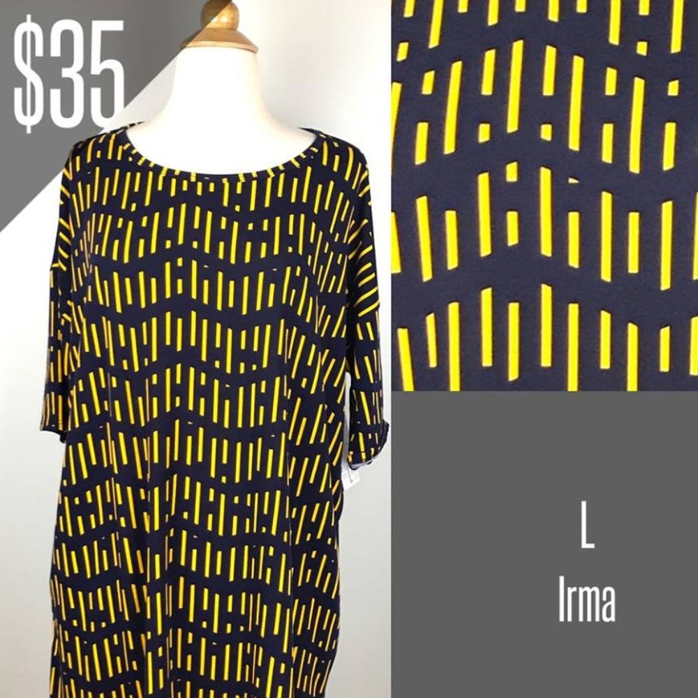 NEW LuLaRoe Irma Tunic L blue gold